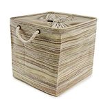 HOME VIBES 70 Ltr Premium Laundry Basket With Lid For Clothes | Multiutiltiy Storage Bin For Wardrobe Car Shopping Travel Kids Toys Gift | Woven Cotton with Rope Handle