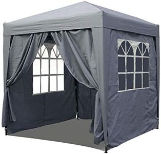 QUICK STAR Cenador Pop-Up, 2 x 2 m, Color Gris Ahumado, Incluye 4 Paredes Laterales con Cierre de Velcro y 2 Cremalleras
