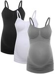 HOFISH Women's Nursing Tank Top Cami Maternity Bra, 3 Pack Grey, Small