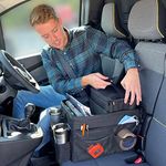 myXplorer Van and Campervan Front Seat Organiser, With Detachable Cooler Bag And Compartment Storage Solution, Adjustable Padded Carry Strap and Non-Slip Clips, (Black, 24L)