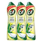 Cif Lemon Surface Cleaner Cream for Kitchen & Bathroom |100% Dirt & Grease Removal With Natural Cleaning Particle For Shiny Surface | Imported |3x500 ml, Yellow