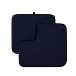 Microfibre Drying Mat for Kitchen Dish Drying Drainer Mat Absorbent Drying Mat Washing Up for Glass, Plate &Cup 40cm x 46 cm 2 Pack Dark Blue