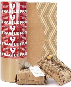 Honeycomb Packing Paper Wrap 15” x 315’, Eco-Friendly Bubble Wrap, Brown Recycled Moving Supplies for Fragile Items, Glassware, Ceramics, Electronics and Decorations Packaged Bouquet