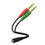 D & K Exclusives 3.5mm Jack Adapter - Y Splitter Audio Cable Separate Microphone Headphone Connector PC PS4 Gaming Headset Skype/VOIP - Black