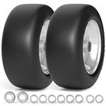 RONPOW 11x4.00-5 Flat Free Lawn Mower Tires, Zero Turn Mowers Solid Smooth Lawn Mower Front Tires, With 5/8" or 3/4" and 1/2" Precision Bearings and 3.4"-5" Center Hub, Load 350lbs, 2Pack Silver Gray