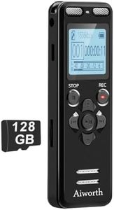 136GB Digital Voice Recorder Voice Activated Recorder for Lectures Meetings - aiworth 9860 Hours Sound Audio Recorder Dictaphone Recording Device with Playback,MP3 Player,Password,Variable Speed.