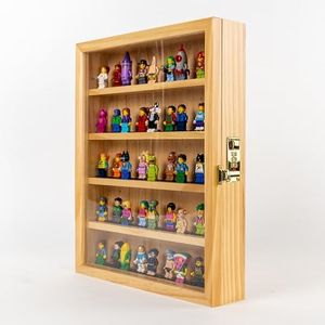 Matterkids Minifigure Display Case, Lego Building Block Toy Miniature Action Figure Display Case for Lego Mini Figure Display Case Minifig Display Case Mini Figure Display Cabinet, Number Lock (Pine)