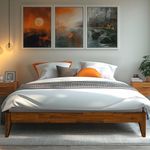 Acacia Mervyn Wooden Bed Frame, 100% Solid Wood Platform Bed, All Mattress Support & No Box Spring Needed, Effortless Assembly, 800 lbs Capacity, 5 Years Warranty Bedroom Furniture (Caramel, King)