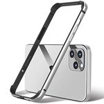 New Aluminum Frame Metal Bumper Frame Slim Hard Case Cover for iPhone13 /12, Metal Frame Armor with Soft Inner Bumper, Raised Edge Protection (Silver, for 6.1" iPhone 13 Pro)