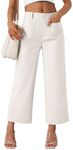 LILLUSORY Womens Linen Pants Wide Leg Capri Trendy Crop Cropped Casual Trousers Apricot