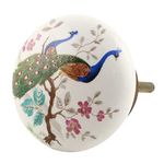 IndianShelf 8 Pack Multicolor Peacock Ceramic Drawer Knobs for Kitchen Cabinet Hardware Door Decorative Dresser Pulls Premium Handmade