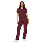 Monarch Uniforms Scrub Sets in Regular and Petite Stretchy Scrubs for Women Set of Scrub Top and Scrub pants-(BURGUNDY)-M