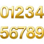 HopeWan Mailbox Numbers, 2 Inch Door Address Numbers Stickers for Apartment/Office/Home Room, Golden Shinny, Pack of 1 Set, 10 Pcs 3D numbers.(2" 10 Pack (0-9), Brass)