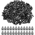 smatime 100 Pcs Metal Spikes Rivets Bullet Cone Spikes Rivet Metal Screwback Studs Screw Back Cone Studs Cool Punk Tree Spikes and Studs for Clothing Shoes Wristbands Leathercrafts, 7*10 mm, Gun Black