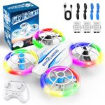 Mini Drone for Kids Toys, Kids Drone with 6 LED Light Modes, Mini Drone for 6-12+ Year Old Boys Girls, Hand Operated RC Quadcopter with 3 Batteries, 3D Flip, Best Toy Gifts for Boys and Girls (White)