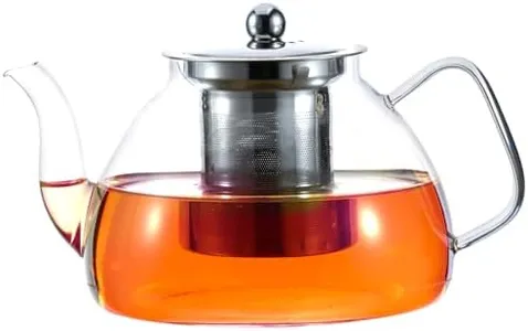 Wlasss 1200 ml/40 oz Glass Teapot with Stainless Steel Removable Infuser, Glass Tea Kettle Stovetop Safe for Blooming and Loose Leaf Tea