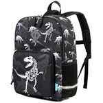 Kids Backpack,VONXURY Lightweight Water-resistant School Backpack for Little Boys Girls Toddler Backpack with Chest Buckle (Black Dinosaur)