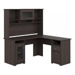 Bowery Hill 60" Transitional Wood L-Shaped Desk with Hutch in Heather Gray