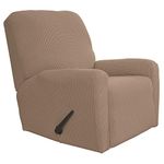Easy-Going Stretch Recliner Slipcovers,Sofa Covers,4Pieces Furniture Protector Couch Shield with Pocket,Polyester Spandex Jacquard Fabric Small Checks (Recliner, Camel)
