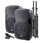 Gemini PA Series PA-SYS15 Complete Dual 15" Speaker PA Package with Included Speaker Stands and Microphone