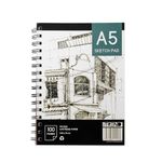 iTrend A5 120 Page Sketch Book – Square Hardbound Journal Art Pages with Elastic Closure –135gsm Artists Drawing & Sketching Paper– Ideal for Pencils, Graphite, Charcoal, Pen, Purple