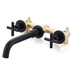 Wall Mount Bathroom Faucet Matte Black, ARCORA 2 Handle Vessel Sink Faucet and Rough-in Valve Included, Widespread Bathroom Faucet 3 Hole