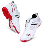 Prokick Havoc Cricket Shoes for Men and Women|Lightweight & Durable Cricket Shoes|PVC Studs Spikes Sports Shoe for Unisex|Synthetic Leather Upper Sports Shoes|EVA Sockliner, White/Red/Black - 4UK