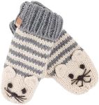 Kids Kitty Cat Stripe Knit Mittens - Grey (Infant/Toddler 1-3 Y)