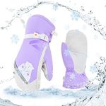 Vgo... Warm Ski Gloves for Women -20℃/-4°F or Above, Mitten Design,Goat Leather Winter Snow Gloves,Outdoor Waterproof Gloves(Szie L,Purple,GA2475FLWP)