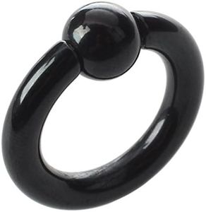 FIFTH CUE 8 Gauge - Black Colored Captive Titanium IP 316L Surgical Implant Grade Steel Bead Ring (*Ring Opening Pliers REQUIRED*) (8GA | Black | 12mm | 6mm Bal)