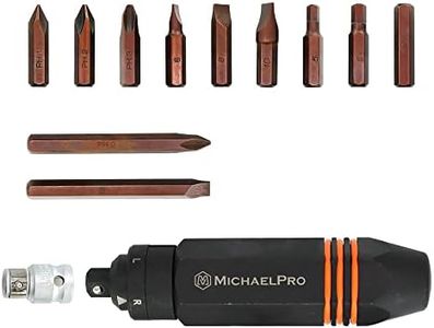 MichaelPro 3/8 Inch Drive Manual Impact Driver Set, Includes 11 Bits and 3/8” Bit Holder, 6-sided Enhanced Anti-Slip Grip, Heavy Duty