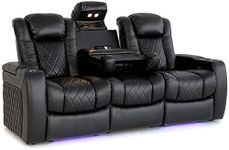 Valencia Tuscany Home Theater Seating | Premium Top Grain Italian Nappa 11000 Leather, Power Headrest, Power Lumbar Support, with Center Drop Down Console (Row of 3, Black)