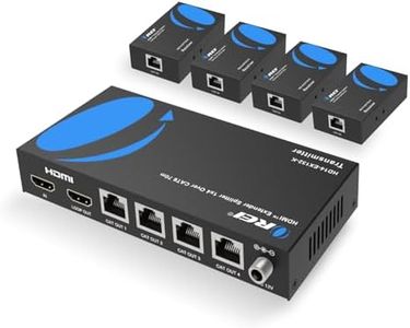 OREI 1x4 HDMI Extender Splitter Multiple Over Single Cable CAT6/7 1080P with IR Remote EDID Management - Up to 165 Ft - Loop Out - Low Latency - Full Support