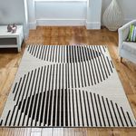 Imperial Rooms Area Rugs for Bedroom - Cream Rugs Living Room 120 x 170 Cm - Geometric Abstract Style Non Shedding Modern Floor Carpet Easy Care Super Soft Rug (Jett)