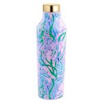 Lilly Pulitzer Stainless Steel Water Bottle, 20 Oz Metal Water Bottle, Double Wall Insulated Tumbler with Lid, Secret Escape