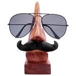 Craftland Rosewood Wooden Brown Handcrafted Nose Shaped Goggle Spectacle/Specs Eyeglass Holder Stand with Black Moustache (Black Moutche)