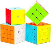 BestCube qiyi 2x2 3x3 4x4 5x5 Speed Cube Set, Stickerless Magic Cube Bundle with Gift Box (4 Pack)