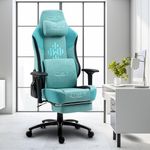 Dr luxur Weavemonster Ergonomic Gaming Chair for Office Work at Home with Breathable Honeycombed Fabric, Magnetic Neck & Lumbar Pillow, Footrest, 4-D Armrest with 180 Degree Recline (Teal)