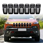 Astra Depot 7pcs Matte Black Grill Inserts Compatible for 2014-2018 Jeep Cherokee Front Grille Inserts Honeycomb Mesh Trim Rings Covers Accessories