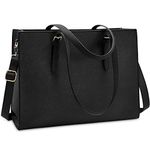 NUBILY Laptop Bags for Women 15.6 inch Large Leather Tote Bag Ladies Laptop Handbag Computer School Shoulder Bag Business Work Bag Black