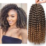 Xtrend 7 Packs 12 Inch Passion Twist Hair Ombre Water Wave Synthetic Crochet Braids for Short Passion Twist Braiding Hair Goddess Locs Bohemian Curl Hair Extensions T27#