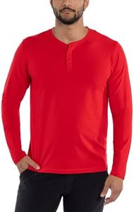 X RAY Men's Men's Henley Shirts Long Sleeve, 95% Cotton Stretch Basic Slim Fit Henley Shirts for Men, Racer Red, XX-Large