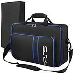 Cownmca Carrying Case with Dust Cover for PS5 Console, Travel Carry Case Bag for Playstation 5 (Disc & Digital Edition) Holds Controllers, Headphones, Game cards and Other Accessories, Black
