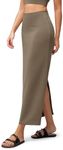 ODODOS Modal Soft Maxi Skirt for Women, Back Slit High Waist Casual Long Pencil Skirts, Espresso, X-Small