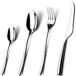 Luxury Cutlery Set for 6 People,SANLI 18/10 Stainless Steel Modern Knife Fork Spoon Silverware Set,Elegant Life Dinner.