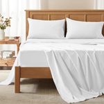 Comfort Spaces Coolmax Moisture Wicking Sheet Set Soft, Fade Resistant, All Elastic Deep Pocket Fits Up to 16" Mattress - Warm Weather Cooling Sheets for Night Sweats, Cal King, White, 4 Piece