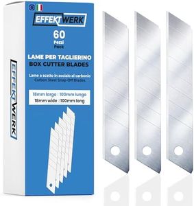 Set di lame per taglierino Effektwerk (argento, confezione da 60), lame di ricambio per coltelli multiuso da 18 mm, lame a scatto in acciaio al carbonio