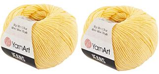 Amigurumi Cotton Yarn, YarnArt Jeans Yarn 55% Cotton 45% Acrylic Lot of 2 Skein 100gr 350yds Knitting Acrylic Cotton 2 Sport Yarn (88)