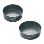 MasterClass KCMCHBSET3 23 and 20 cm Springform Cake Tin Set of 2, Robust 1 mm Carbon Steel with PFOA Non Stick, Includes 2 Loose Bottom Pans, Grey