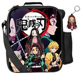 SPIRTUDE Anime Nezuko Lunch Box with Keychain Waterproof Cooler Bag Travel Portable Storage Reusable Crossbody Bag for Girls and Boys (All)